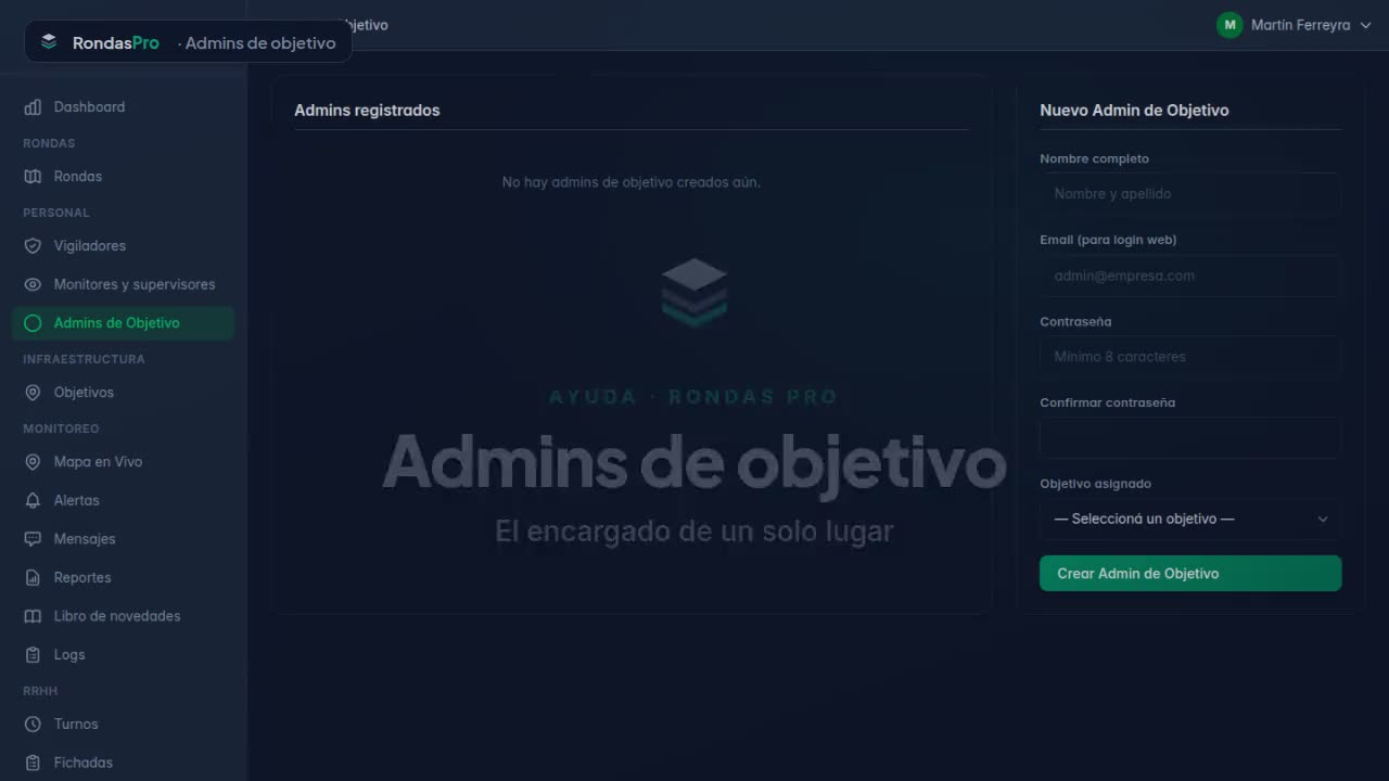 Admins de objetivo