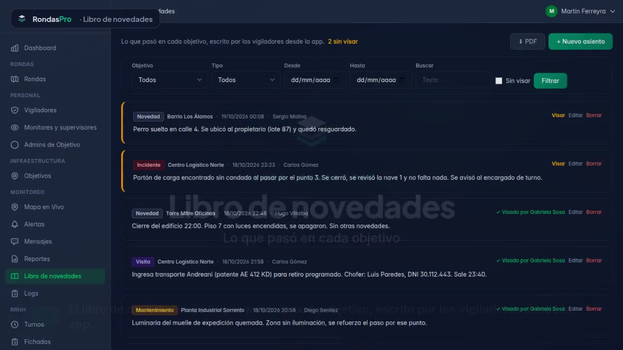 Libro de novedades